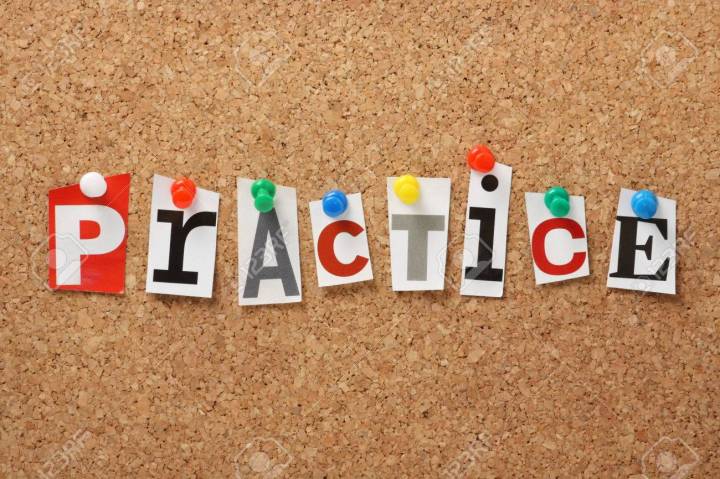 25793758-the-word-practice-in-cut-out-magazine-letters-pinned-to-a-cork-notice-board